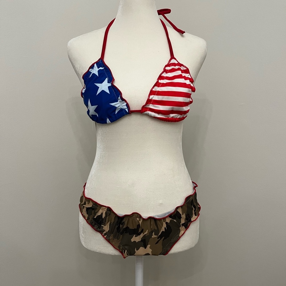 NWT American flag and camo bikini